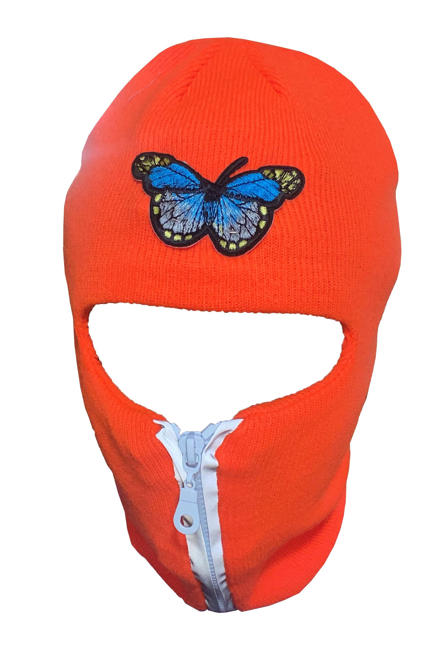 Neon Orange Reflective Zip up Balaclava With 1 Butterfly Ski 