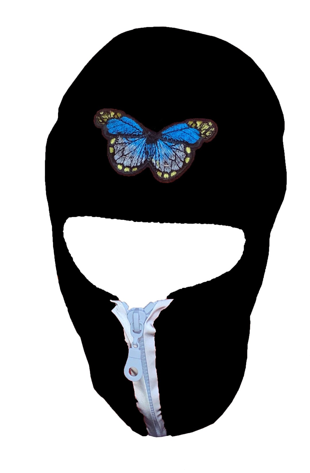 Black Reflective Zip up Balaclava With 1 Butterfly Ski Mask Etsy