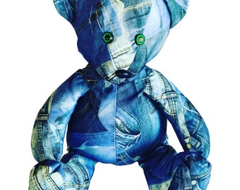 Backpack Teddy Bear Bandana Fabric Plush Toy Bag Kente  display picture 2