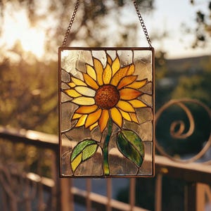Sunflower Suncatcher Acrylic Window Hanging, Floral Sun Catcher Decor, Boho Home ,Rustic Garden Decor, Gift for Her