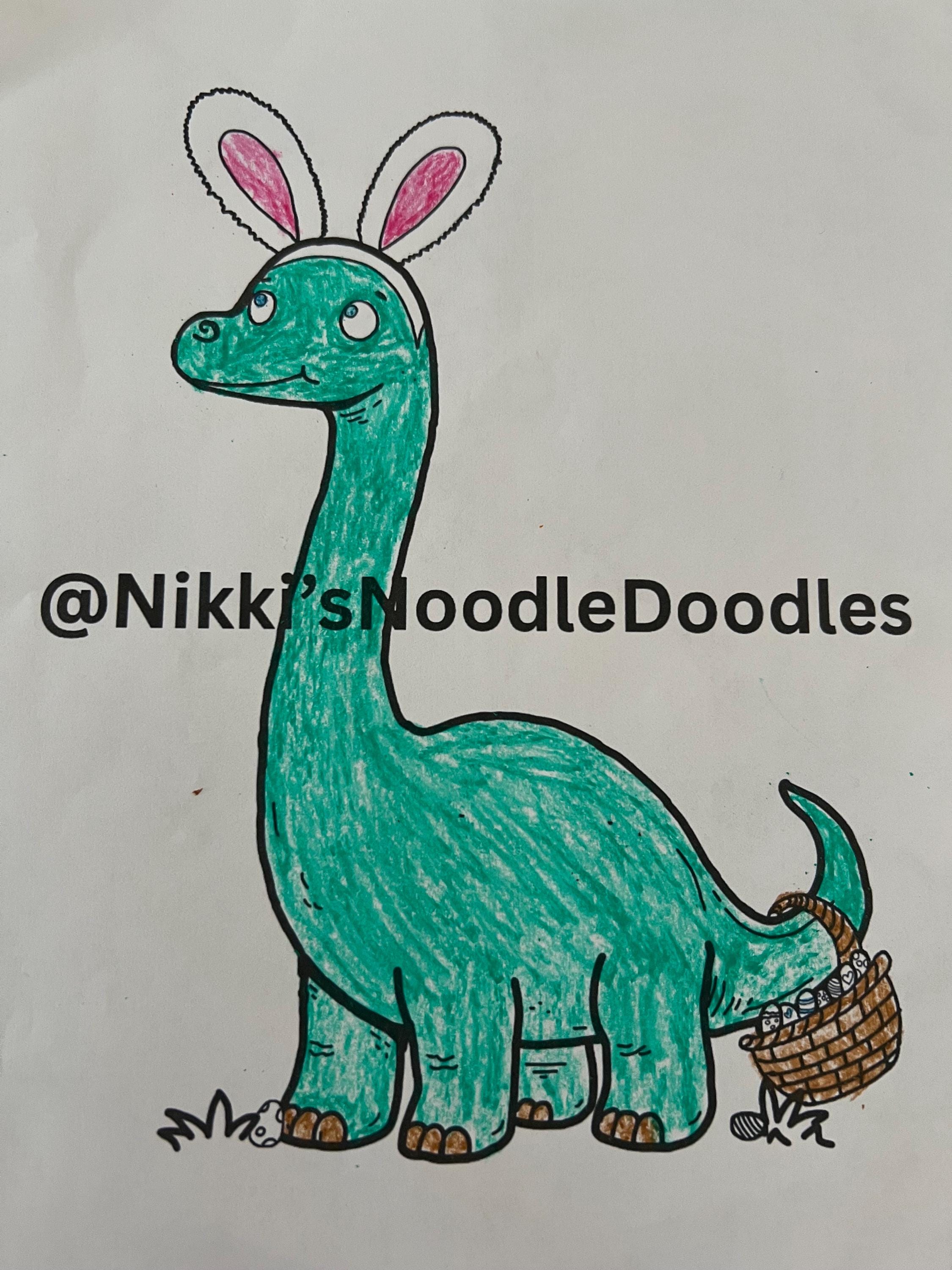 Easter Dinosaur Coloring Page | Brachiosaurus Bunny Ears, Easter Basket ...