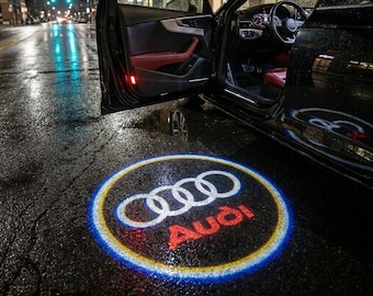 Audi LED Door Logo Projector Lights, RGB Ring Welcome Light, Ghost Shadow Puddle Projection, Wireless Car Courtesy Light Kit Gift Set,Audi