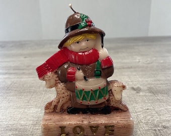 Vintage Jasco Country Charm Love Christmas The Little Drummer Boy Molded Candle