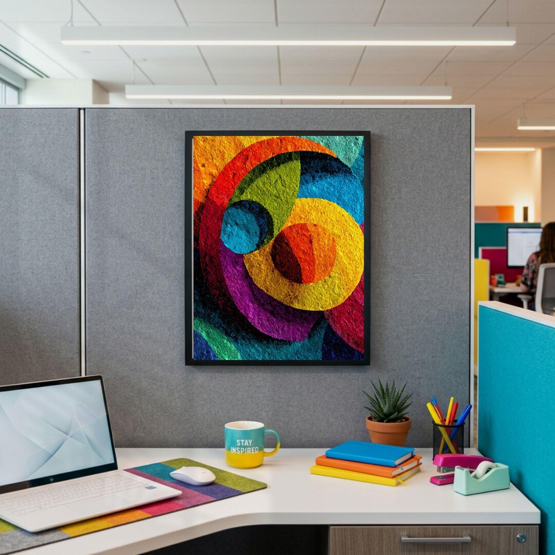 Bright Cubicle Decor Print, Colorful Office Wall Art, Dopamine Decor ...