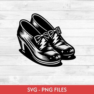 Ruby Slippers SVG, Red Glitter Shoes SVG, Magic Shoes Clipart, Fantasy Footwear PNG, Cricut Silhouette, Digital Download