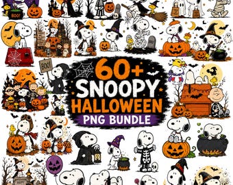 60+ Snoopy Halloween PNG Bundle, Peanuts Horror Design Clipart, Cute Trick or Treat Snoopy Dog Sublimation Design.