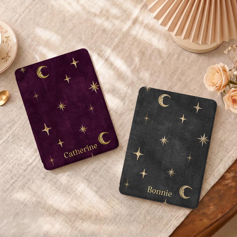 Etui Retro Moon Stars Kindle z paskiem na Paperwhite 12" 7" 11" 6,8", zdejmowana osłona Celestial na Kindle 11" 6", Colorsoft, etui Kobo zdjęcie 2