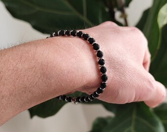 Lava and hematite bracelet - Minimalist unisex jewelry
