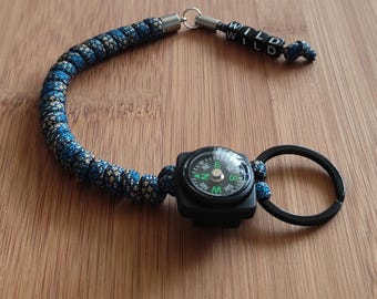 Personalized Paracord Keychain with Compass | EDC Gift for Men | Custom Name 550 Cord | Outdoor & Bushcraft Accessory