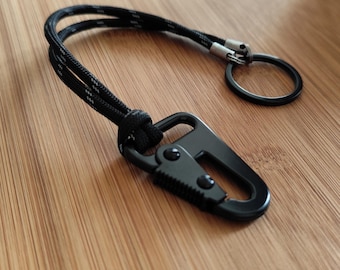 Reflective paracord keychain with metal carabiner – Minimalist EDC accessory, handmade