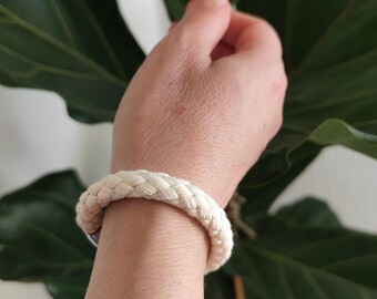 Cotton sailing rope bracelet with magnetic clasp, maritime knot jewelry unisex gift