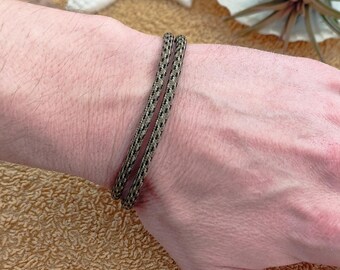 Paracord bracelet 4 mm Coyote Black, magnetic clasp stainless steel 304, robust double-row men's bracelet, tactical outdoor gift idea