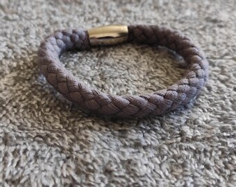 Soft cotton bracelet 8 mm — skin-friendly & tactile, stainless steel magnetic clasp, sailing rope design, unisex bracelet, gift for him/her