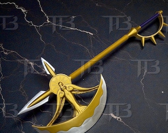 Handmade Rhitta Divine Axe – Full Metal 46" Heavyweight Prop Replica – Takumi Blades Escanor Display