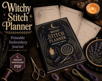 Witchy Stitch Planner, Embroidery Journal, Cross Stitch Tracker (PDF Download)