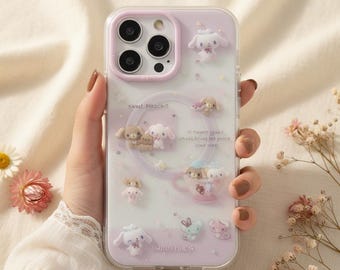 Funda MagSafe Kawaii Bunny para iPhone 15, 16 y 17, con soporte magnético y diseño de dibujos animados de postres.