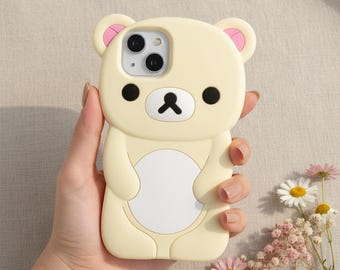 Funda de silicona Rilakkuma Bear para iPhone 16 15 14 13 12 11 Pro Max
