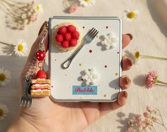 Leather Flip Phone Case, Girl Cake Fork Charm, Motorola Razr Samsung Z Flip