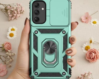 Slide Camera Lens Samsung Case, Galaxy A13 A23 A33 A53 A73 Armor Shockproof Cover