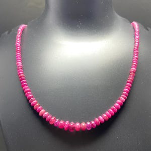 Collier de perles rondelles de rubis naturel AAA, bijou en pierre précieuse rose-rouge, 50 cm, fermoir en argent sterling