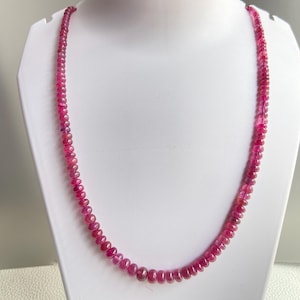 AAA+ Natural Ruby Beaded Necklace 4mm to 7.5mm Red Gemstone Jewelry 20 Inch Handmade Ruby Necklace Silver Plated Clasp