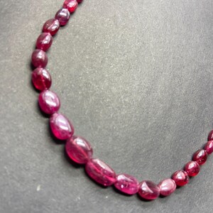 Graduated Ruby Beaded Necklace, 14mm Big Oval Ruby Choker, Genuine Pink Red Ruby Collar Necklace, 18k Gold Plated, Luxury Anniversary Gift