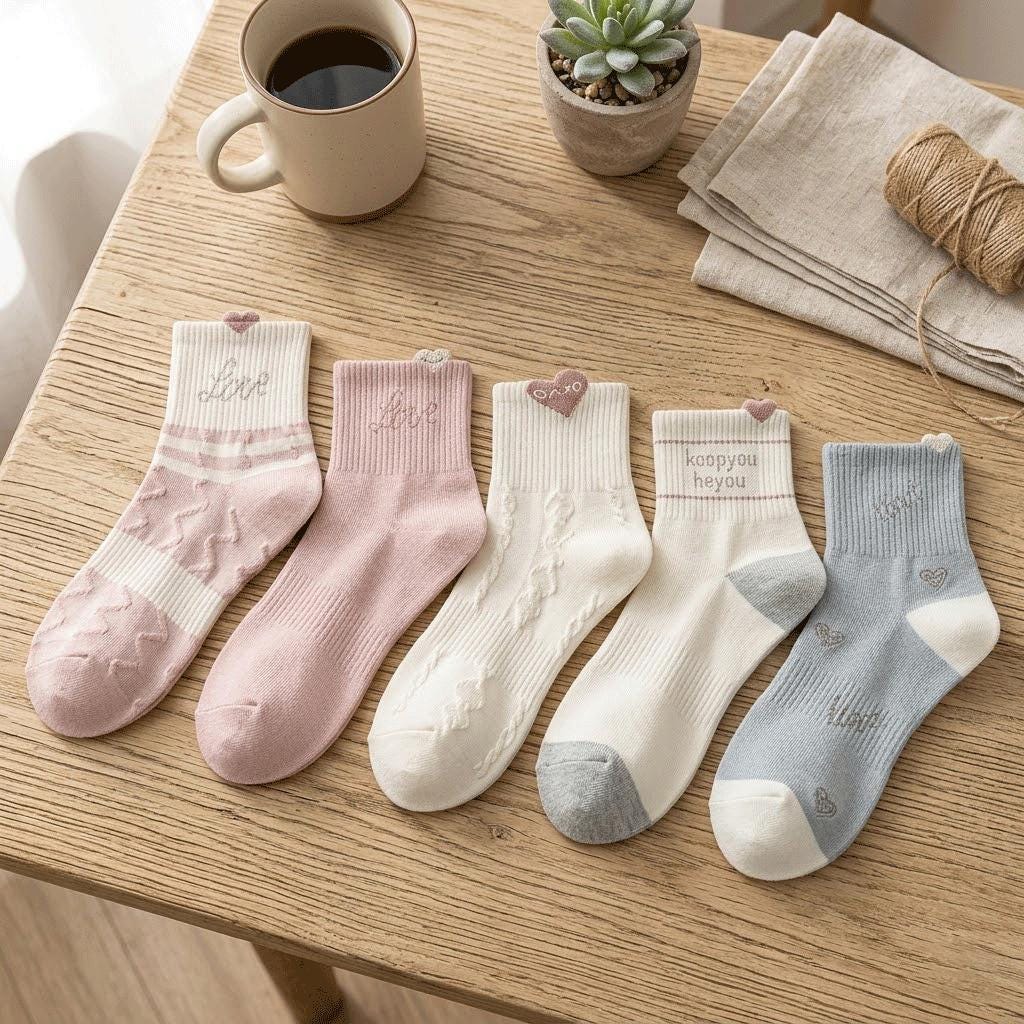 Sweet Cotton Breathable Socks Soft Comfortable Cute Ankle Socks Lightweight Stretch Daily Wear Casual Socks Summer Fresh Style