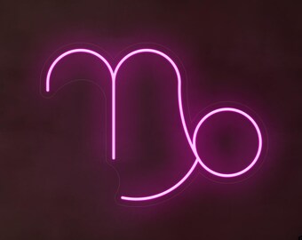 Capricorn Neon Sign, Zodiac LED Wall Decor, Astrology Room Light, Celestial Decor