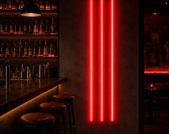 Geometric LED Neon Wall Light, Battery Powered Line Art, Futuristic Room Decor, Wireless Ambient Light