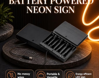 Portable Battery Pack for 12V Flex Neon, Battery Powered Neon Sign Accessory, LED Neon Power Box