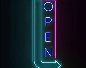 LED Neon OPEN Arrow Sign for Business | Waterproof Outdoor Open Light for Cafe, Bar, Restaurant, Coffee Shop, Storefront