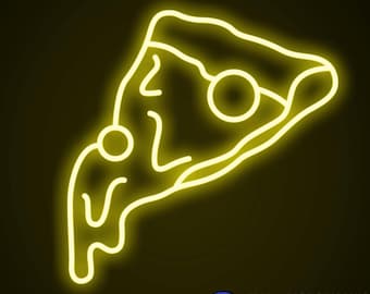 Pizza Slice Neon Sign, Kitchen Wall Decor, LED Food Art, Modern Pizza Room Light
