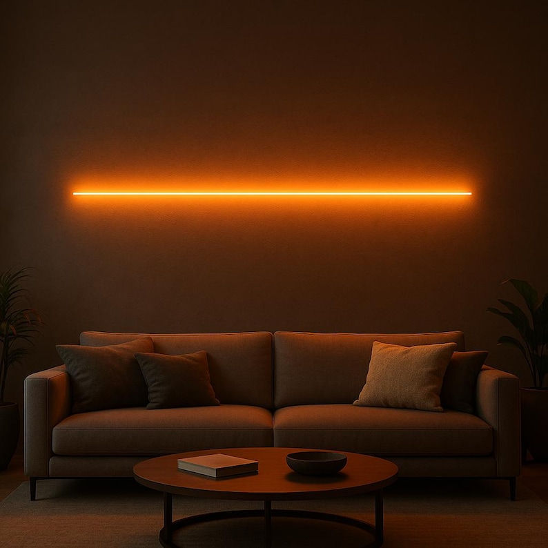 Minimalist Line Neon Sign, Horizontal LED Wall Decor, Modern Bedroom ...