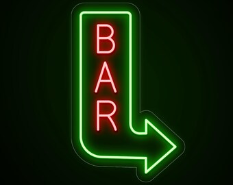 Double Sided BAR Neon Sign, Cocktail Lounge Window Decor, LED Acrylic Hanging Sign, 16 20 25 30 35 40 45 50 Inch