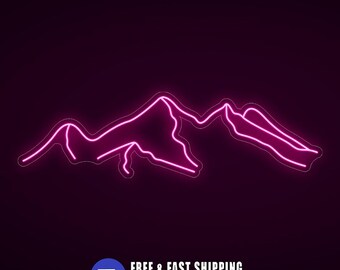 Mountain Neon Sign | Nature LED Wall Art Decor for Bedroom | Landscape Aesthetic Room Light | Custom Wilderness Neon Light Sign