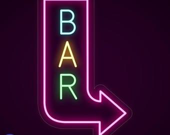 Battery Powered Bar Neon Sign, Vertical LED Wall Light for Man Cave, Acrylic Decor, 12–40 Inch