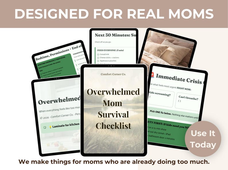 Overwhelmed Mom Survival Checklist Printable, Burnout Help for Moms ...