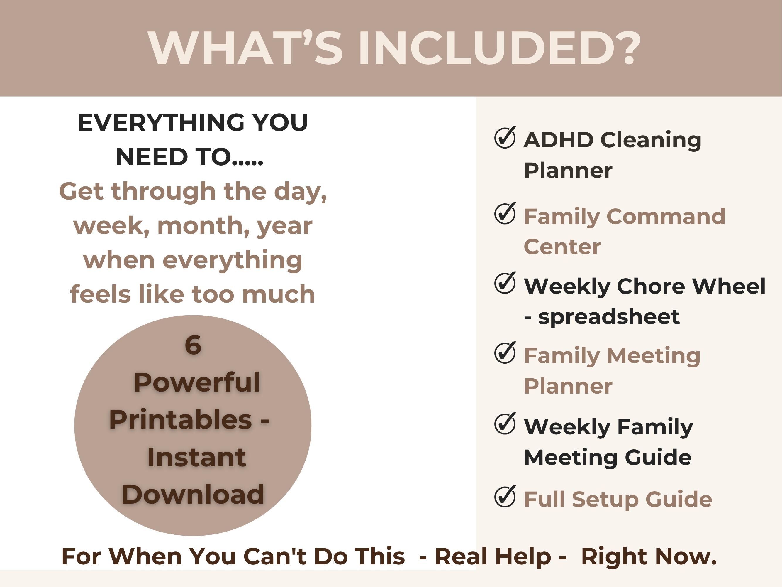 ADHD Family Command Center Bundle - Printable Cleaning Planner, Chore ...