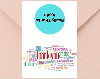 Printable Thank You Card, Digital Thank You Card, Instant Download Card, Wedding Thank You Card, Baby Shower Thank You Card, Thank You Note