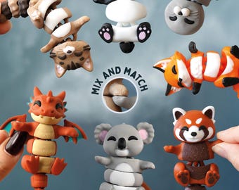 MAGNIPALS Magnetic Flexi Toy, 3D Printed Articulated Fidget Animal, Desk Companion