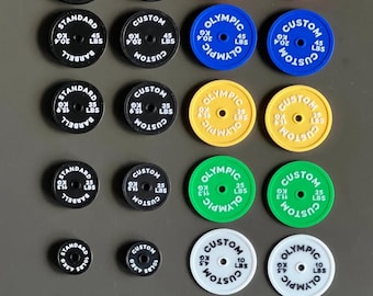 Miniature Gym PR Board Weight Plates | Custom Text, Color Options (PLA)