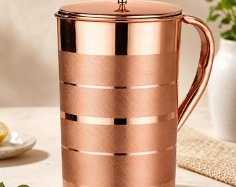Handmade Pure Copper Water Jug | Ayurvedic Pitcher, 2 Litre Capacity
