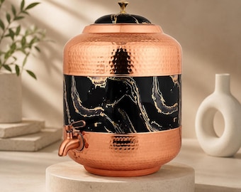 Copper Dispenser 11L, Hammered Black Finish with Stainless Steel Tap