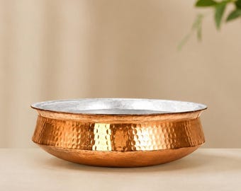 Turkish Copper Pan, 3L Tin-Lined Hammered Cookware
