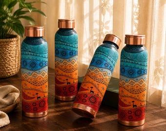 Enameled Pure Copper Water Bottle | Ayurveda Yoga Health Benefits (1L)