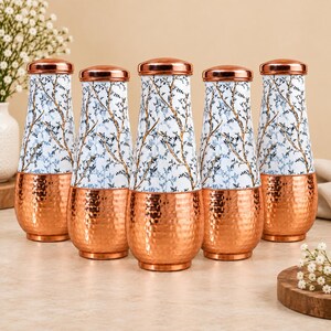 1.8L Pure Copper Water Carafe, Long Neck Pitcher with Lid, Traditional Drinkware