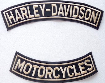 2 parches grandes de motocicletas Harley-Davidson, amarillo/dorado