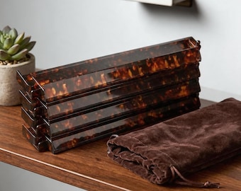 American Mah Jongg Racks with Pushers - 4pcs Set/1 pc, Tortoise Shell Style