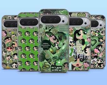Smörblomsskal med Powerpuff Girl-motiv till Google Pixel 10, 10A, 10Pro, 9, 9A, 9Pro, 8, 7A, 6Pro, Samsung S26Ultra, iPhone 17e, 16e