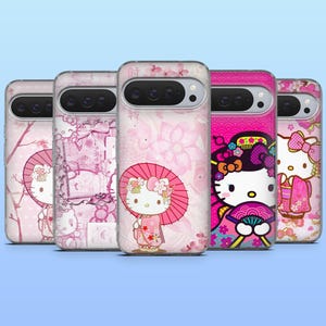Funda japonesa Sanrio para teléfono con diseño de Hello Kitty para Google Pixel 10, 10A, 10Pro, 9, 9A, 9Pro, 8, 7A, 6Pro, Samsung S26Ultra, iPhone 17e, 16e.